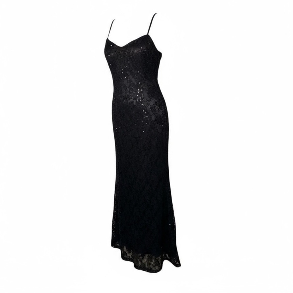 Y2K Fully beaded whimsigoth style lined dress and stretchy in black size medium